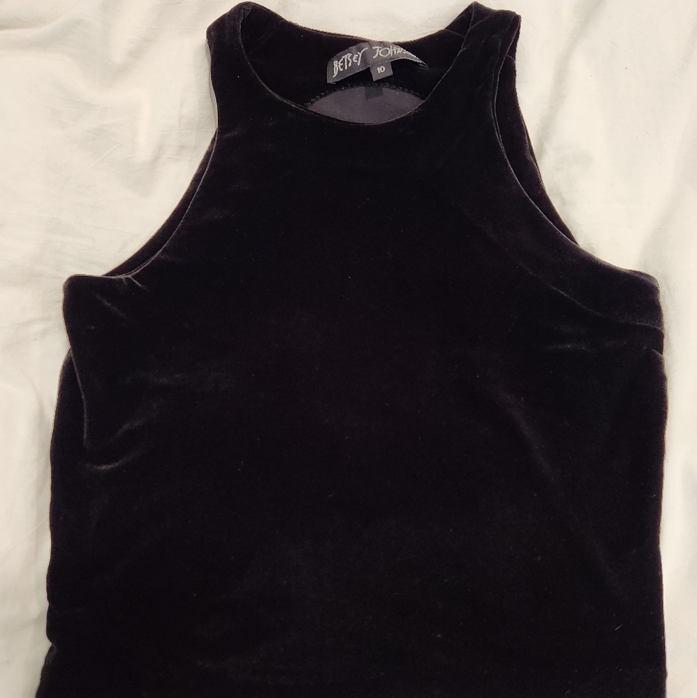Betsey Johnson Crushed Velvet Cropped Shirt - size 10